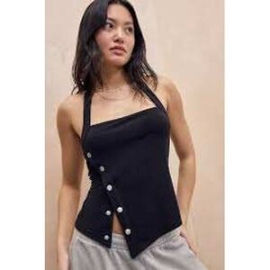 Black Urban Outfitters Halter Lizie Top Snap Halter Top Women's Size M
